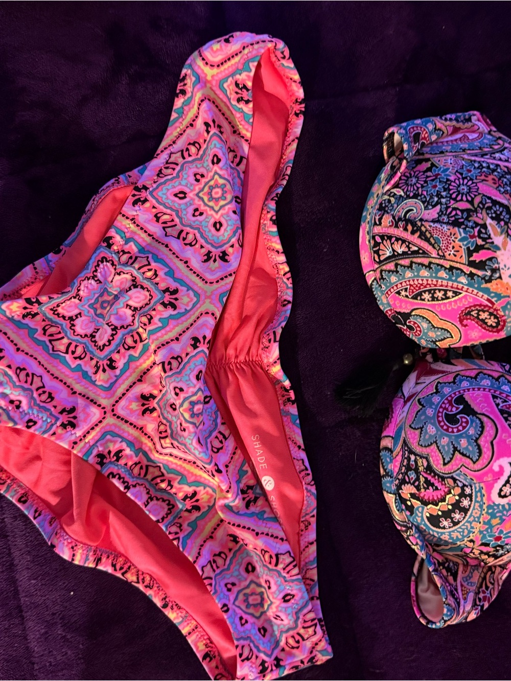 Shade & Shore Pink and Purple Paisley Girls' One-Piece Swimsuit